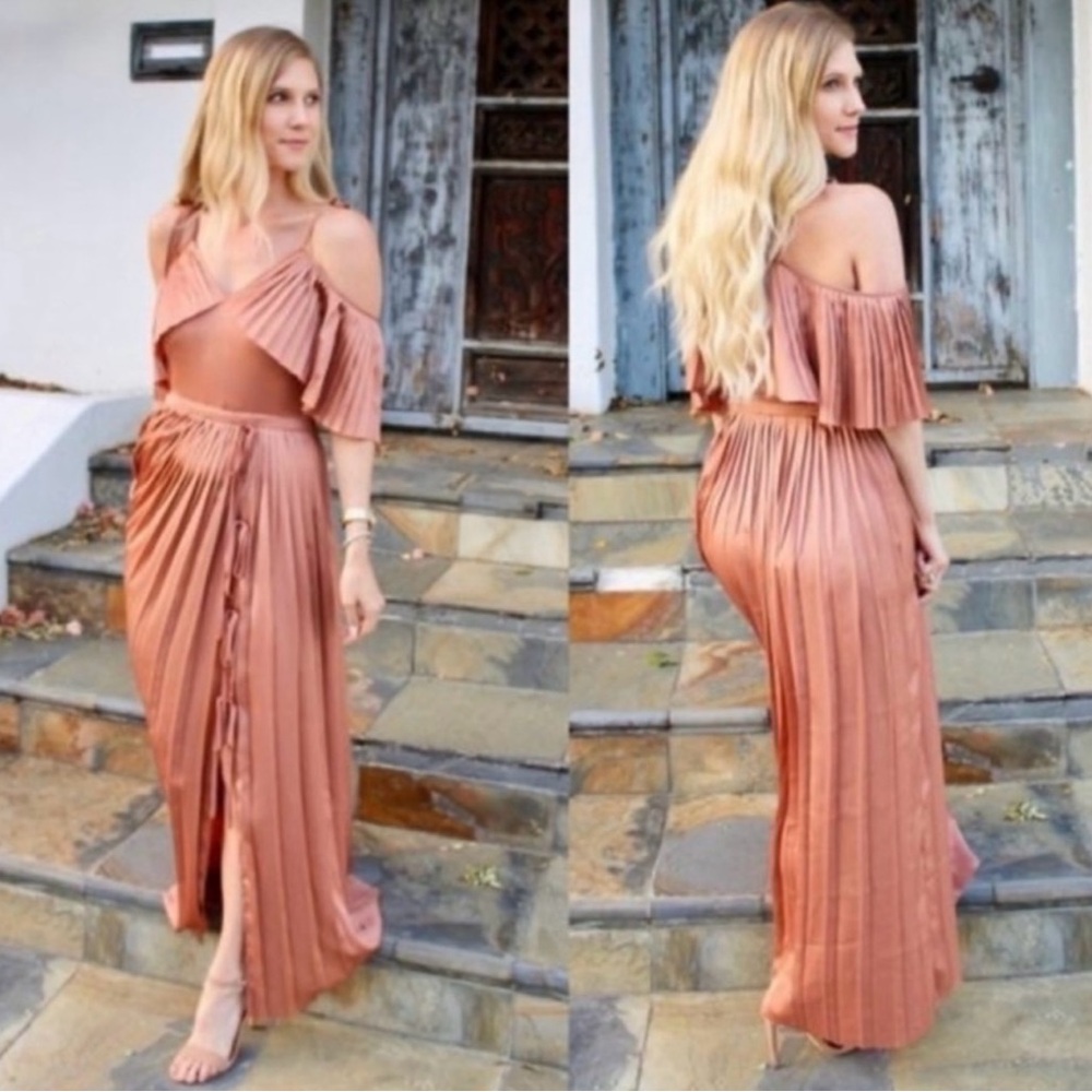 Banana Republic Pleated Bronze Skirt